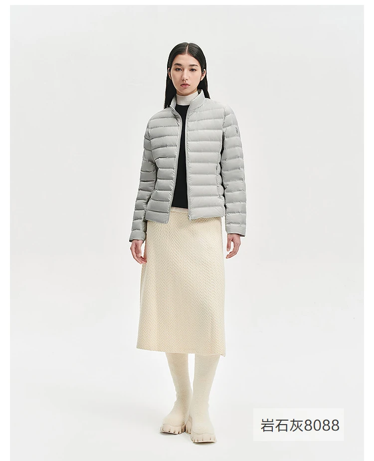 BOSIDENG Women Stand Collar Quilted Goose Down Jacket Cloud Light Slim Minimalist Warm Portable Outerwear