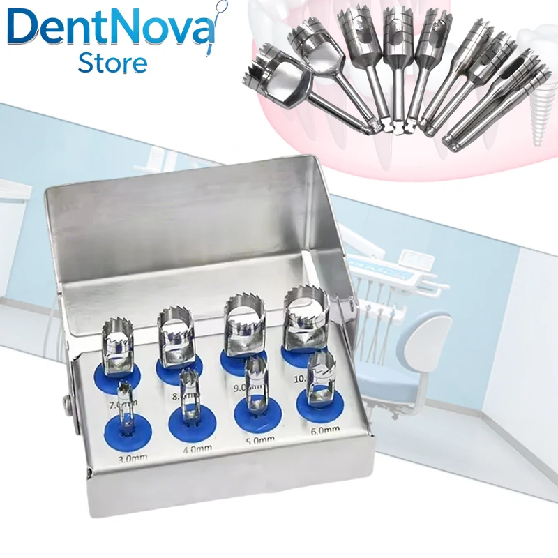 

8Pcs/set Dental Trephine Drill Implant Kit with low speed Implant handpiece Hollow Drill for Implantology