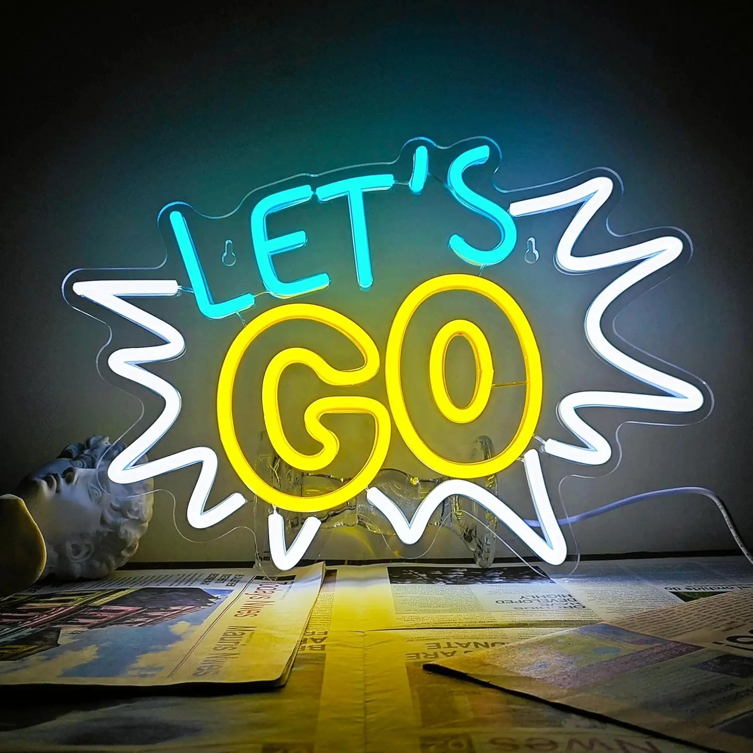 

Cool Neon Wall Sign Dimmable Let’s Go Neon Lights for Bar Pub Bedroom Caffee Shop Club Gym Decor Aesthetics Draw Birthday Gifts