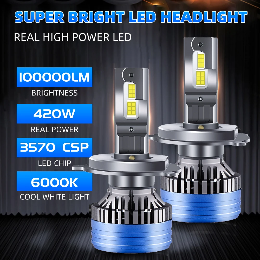 4PCS H7 LED Car Headlight H4 H11 Bulb 9012 H13 H1 9006 9005 9004 9007 5202 H16 LED Auto Lamp Car Headlamp Led Lights 420W