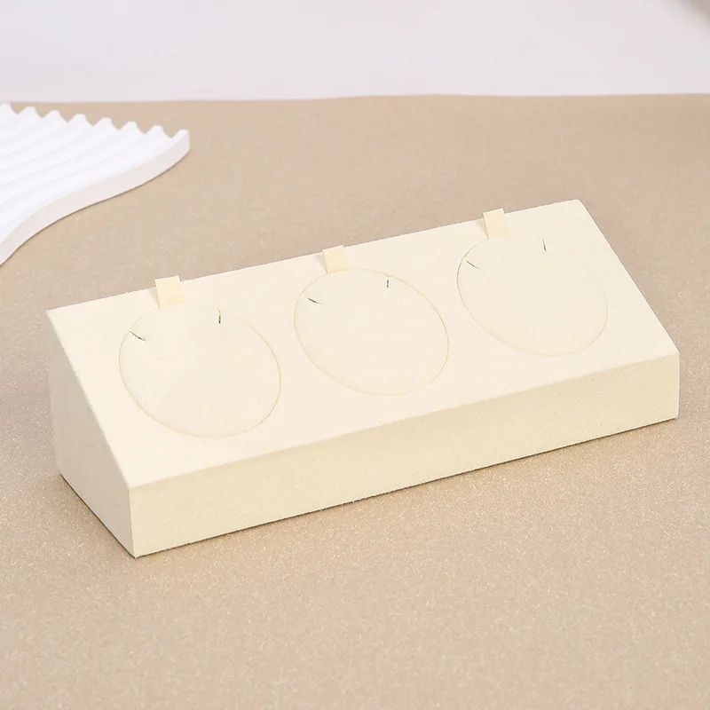 3 Slots Velvet Jewelry Display Stand, Necklace Earring Ring Holder, Jewelry Organizer for Home Retail Jewelry Packaging Display image 3