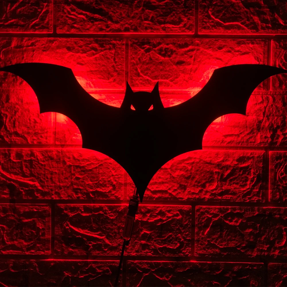 

3D creative LED bat glowing wall light interior decoration background atmosphere light USB colorful night light