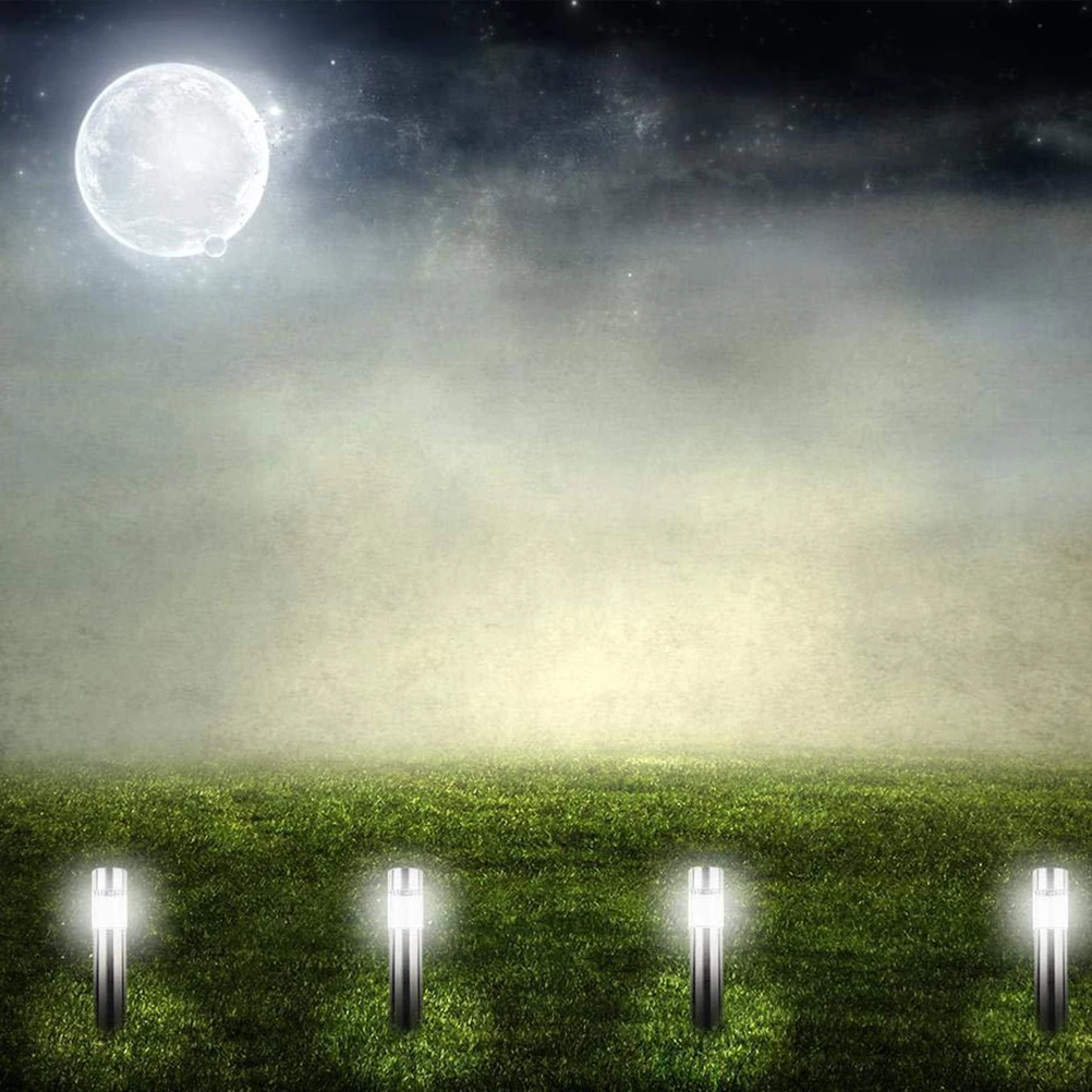 

Solar Lawn Lights Stainless Steel Outdoor Cylindrical Lamp Automatic Charging Garden Pathway Lighting For Yard Patio Deck