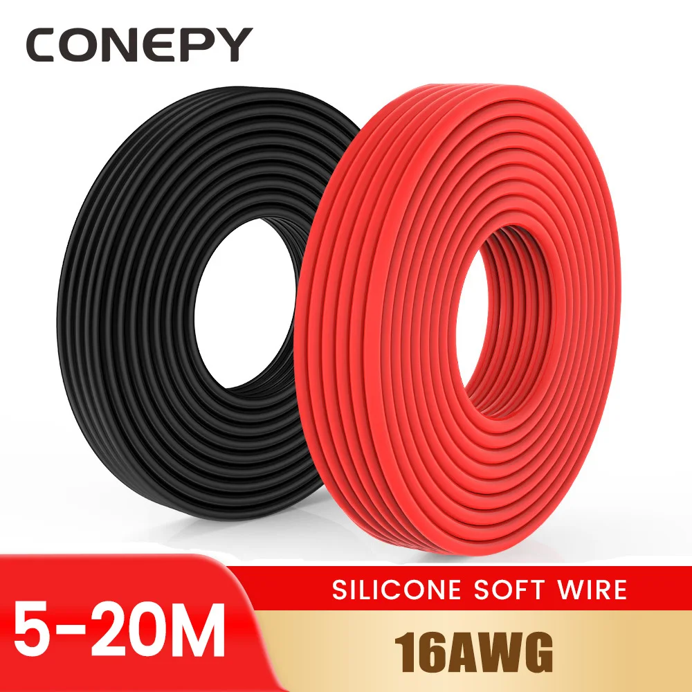 CONEPY 16 Gauge Hook Up Oxygen Free Strands Tinned Copper Wire 600V 16 awg Silicone Electrical Wire For Automotive DIY Battery