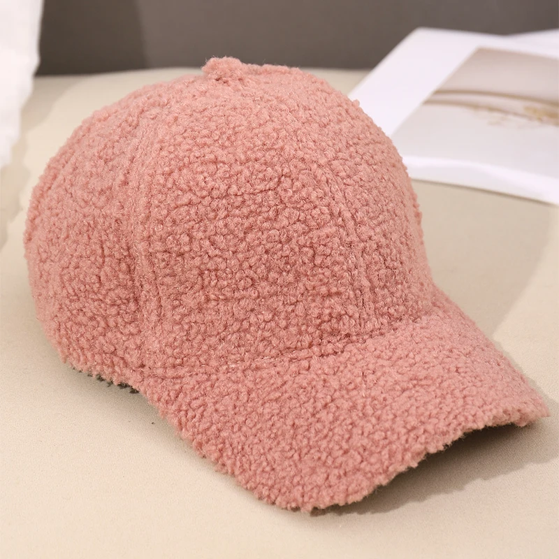 Neue 16 Farben Herbst Winter Baseball Kappe Frauen Künstliche Lamm Wolle Hüte Version Flut Warme Plüsch Baseball Caps Baseball Kappe – Detail 12