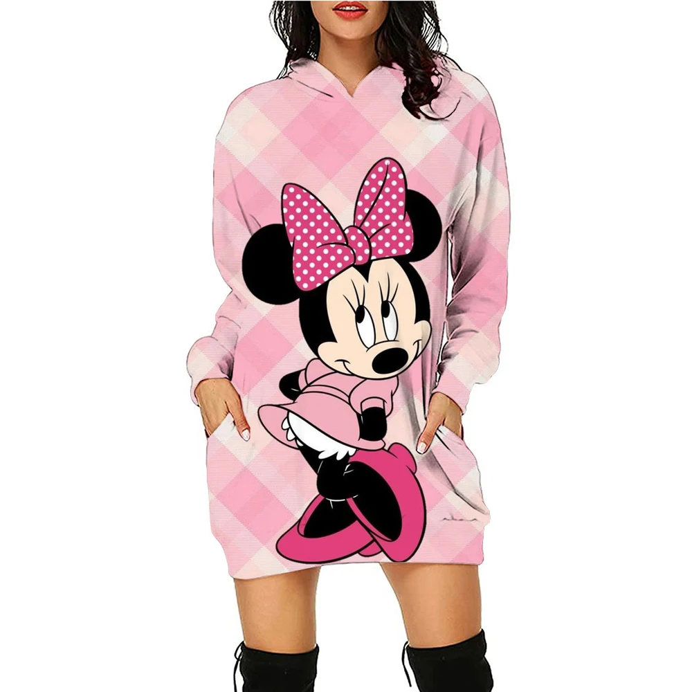 Mickey Mouse Cartoon Anime Women\'s Hoodie Dress Spring and Autumn Edition Women\'s Round Neck Hoodie 2024 New Edition