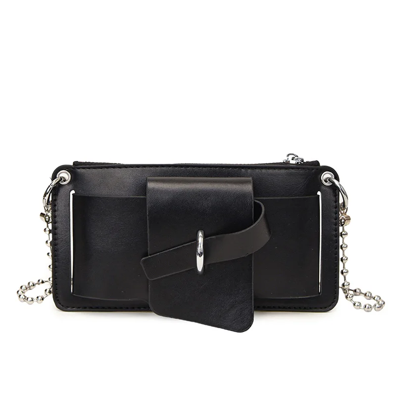 Bead Chain Women's PU Mobile Phone Crossbody Bag For Daily Commute Office Work Solid Color Shoulder Bag Lady Purses image 6