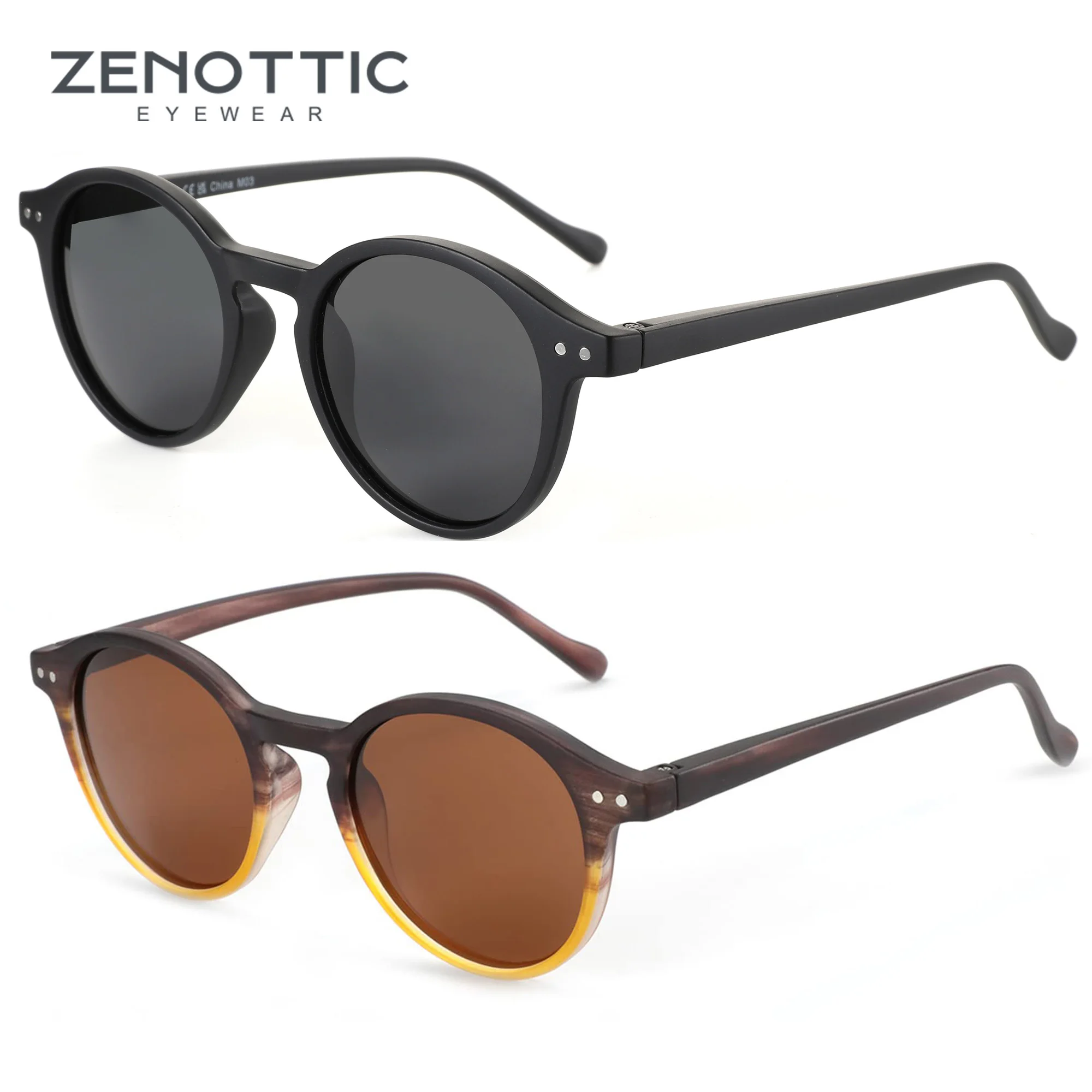 ZENOTTIC Retro Polarisierte Sonnenbrille 2026 2025 für Herren und Damen, Vintage Kleiner Runder Rahmen, Polarisierte Gläser, UV400 Schutz