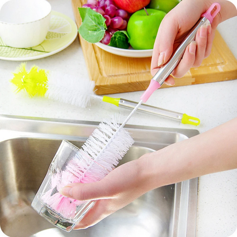

3 Pcs Bottle Brush Nylon Washer Brushes Stainless Steel Cup with Long Handle Cleaner
