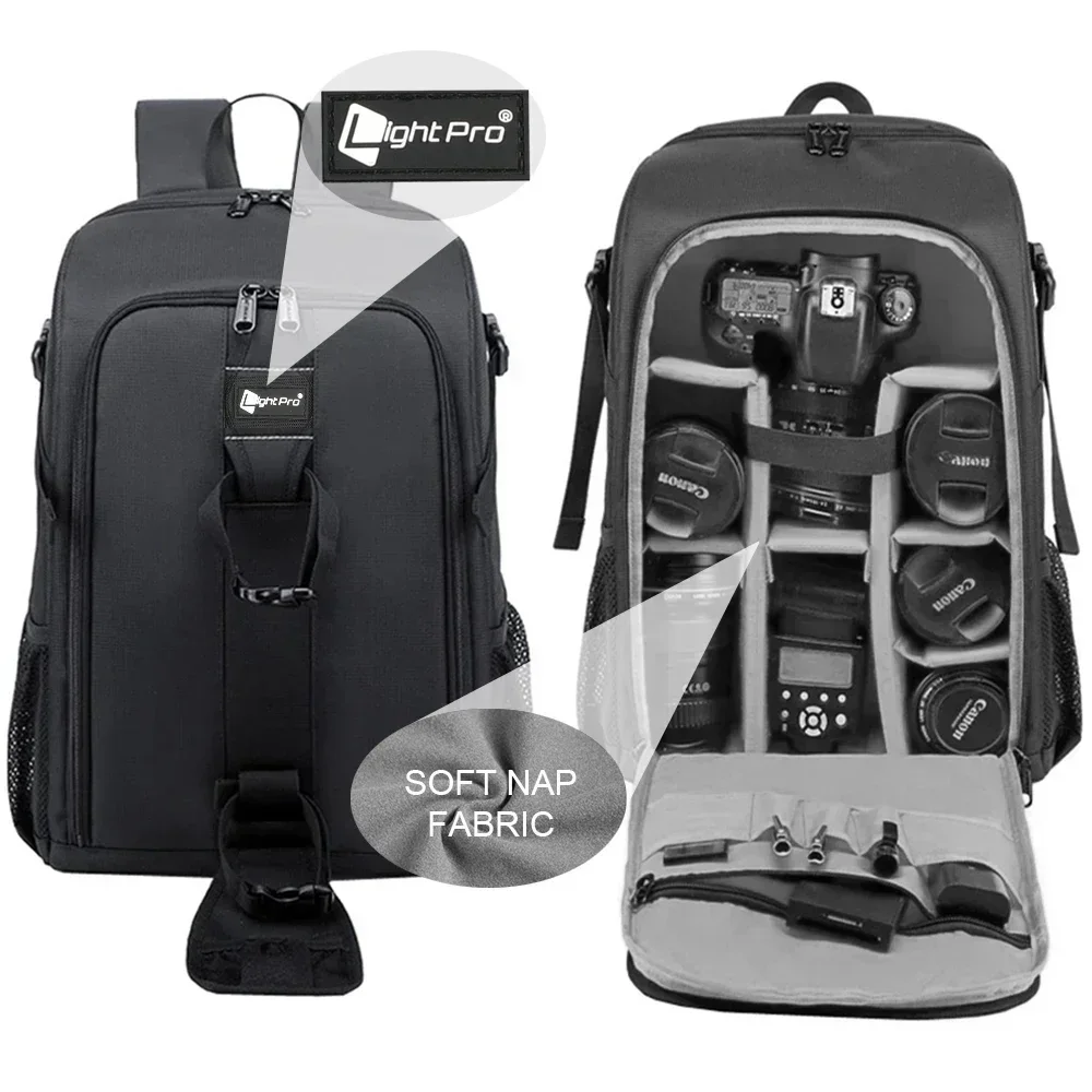 

Big Capacity Photography Camera Waterproof Shoulders Backpack Video Tripod DSLR Bag w/ Rain Cover