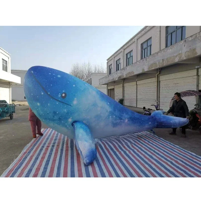 Whale Shark Real Giant Inflatable Animal Sealed Hanging Inflatable Whale With Lights Airtight Ocean Mascot For Nightclub Party D