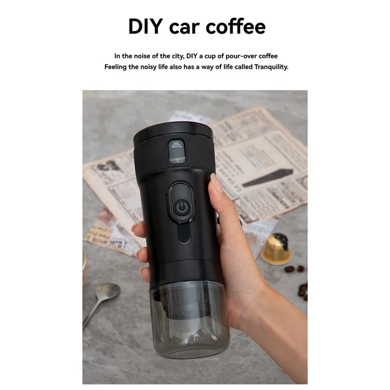 

FORC-Car Coffee Espresso Maker Portable Coffee Maker 2 In 1 Small Travel Espresso Machine Heating Extraction For RV