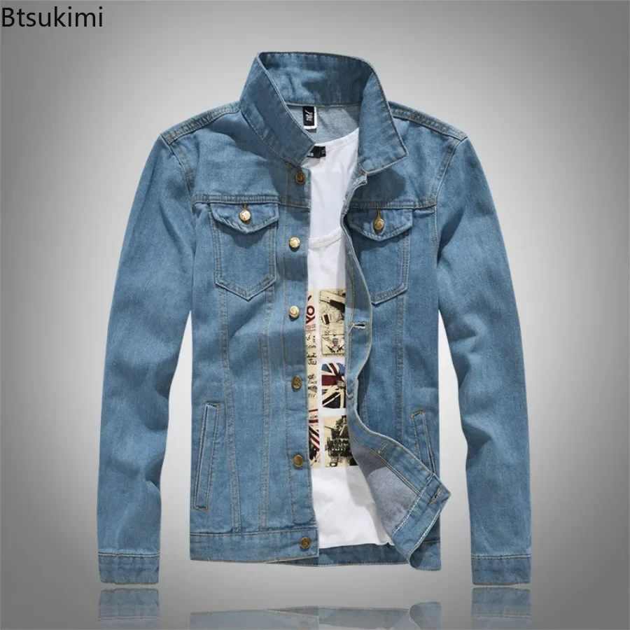 2024 Men's Jeans Jacket Plus Size Slim Fit Denim Jacket Korean Style Slim Fit Simple Jacket Fashion Casual Top Jeans Coat Male