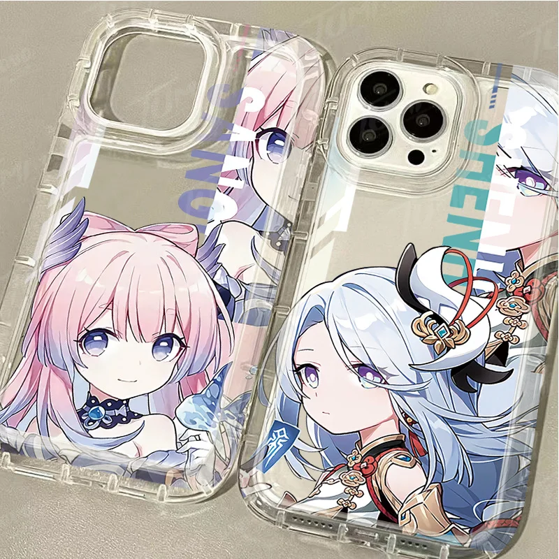 Anime Genshin Impact Hu Tao Case for iPhone 15 14 13 12 11 Pro Max XR XS X 8 7 6 6S Plus SE 2020 Shenhe Clear Protective Cover