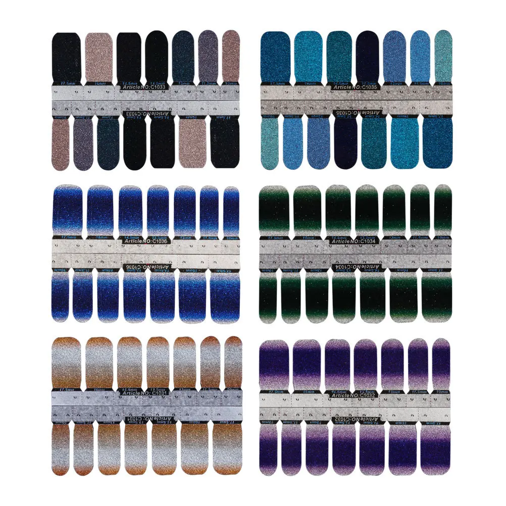 6 Stück Nagelkunst-Aufkleber mit Farbverlauf, einfach anzubringende Nageldekoration für Party, Geburtstag, Urlaub, Frauen und Mädchen
