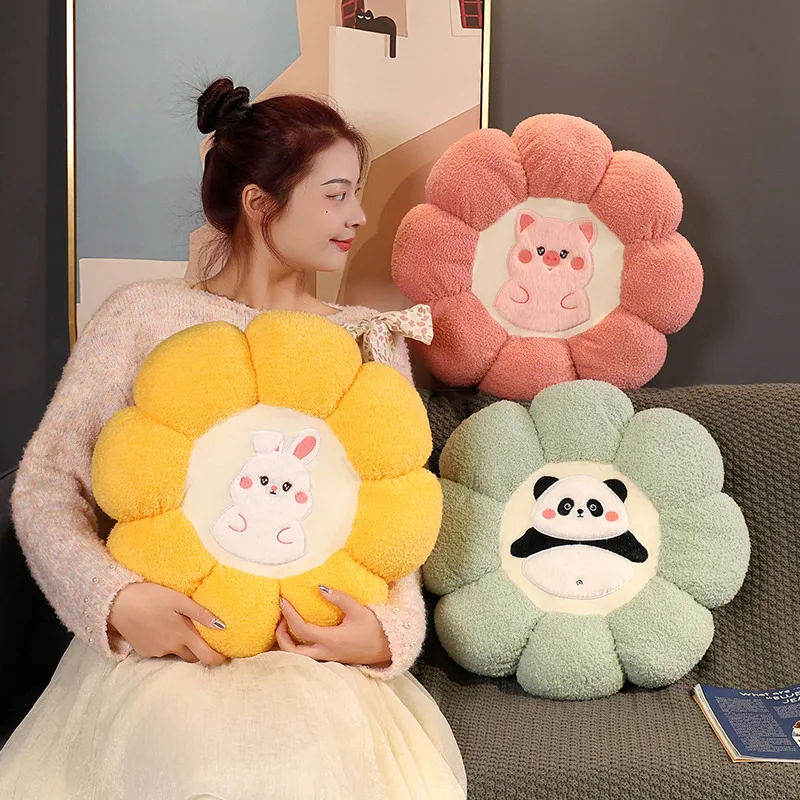 Kawaii 45CM Flower Rush Cushion Animal Comfortable Seat Cushion Soft Office Dolls Funny Girls Kids Birthday Gifts Home Decor