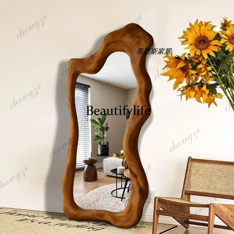Y136 Medieval living room floor-to-ceiling mirror Nordic French full-body mirror special-shaped creative fitting mirror wall han