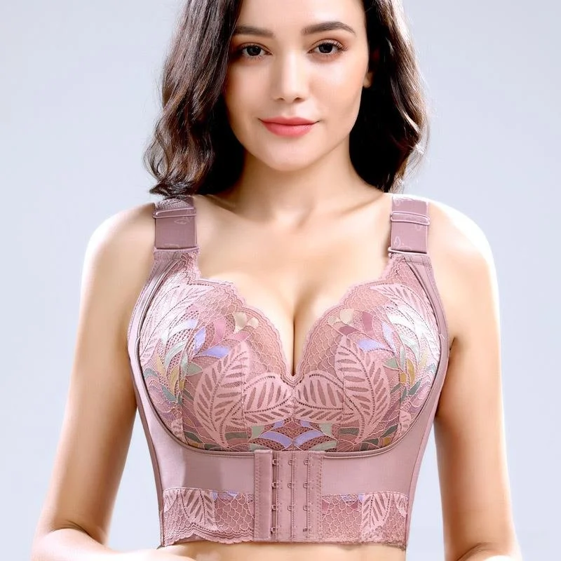 

Thin Large Size Women's Underwear Non Sponge Side Cotton Full Cup Bra with Detachable Double Straps Memory Steel Ring