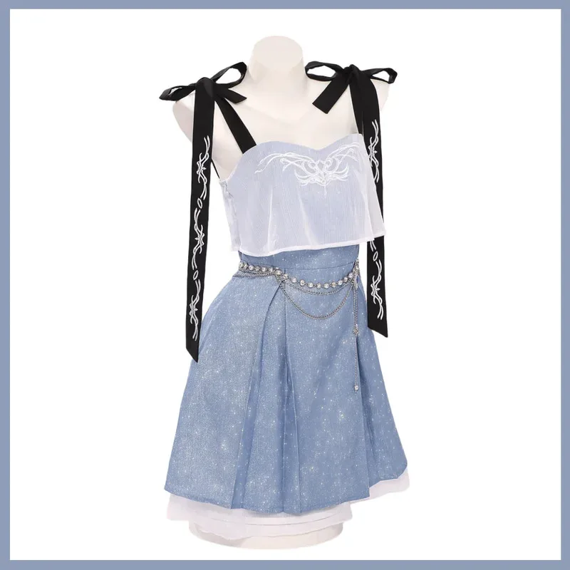 2025 aaa 애니메이션 러브 앤 딥스페이스 히로인 제인 자비에르 라파엘 코스프레 의상 블루 프린세스 드레스 가발 여성 섹시 가면 무도회 의상