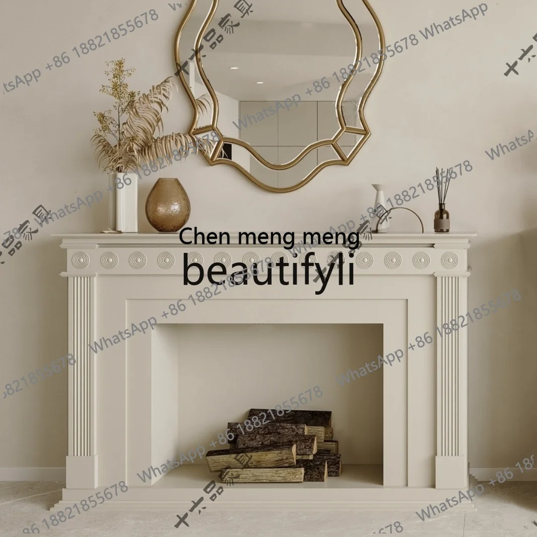 Z183 French Retro Solid Wood Fireplace Mantel American Wabi-Sabi Entryway Cabinet TV Cabinet Modern Minimalist