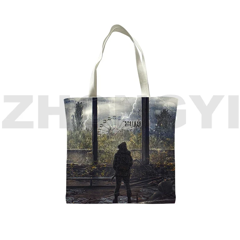 Shooting War Game Stalker 2 Shopper Bag Harajuku S.T.A.L.K.E.R. 2 Heart of Shadow Tote Bag Korean Style 3D Girl Anime Canvas Bag