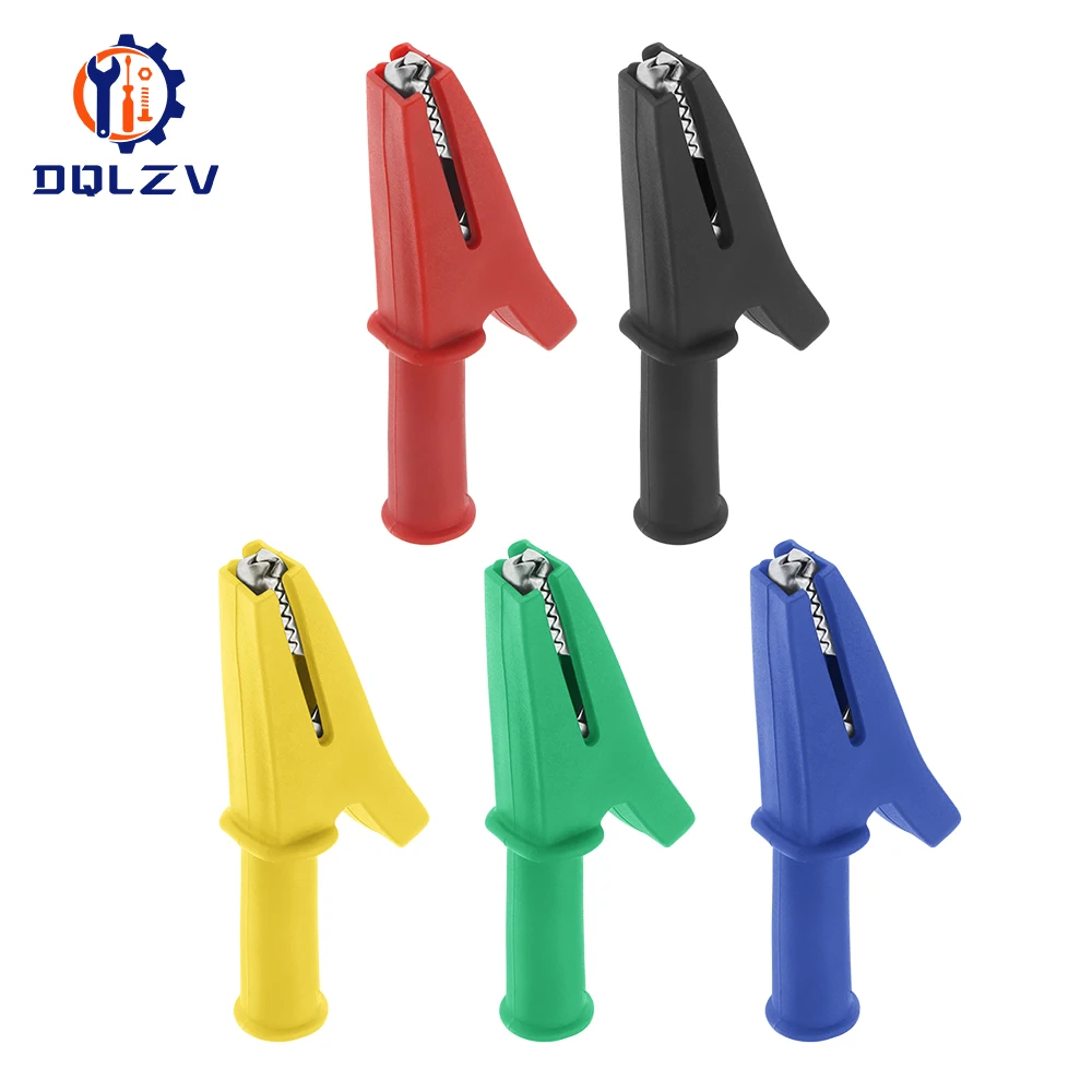 5PCS 30A 1000V Plastic Opening 10MM Round Handle Crocodile Test Adapter Clip Probe Pen Test Alligator 4mm Banana Plug Insulated