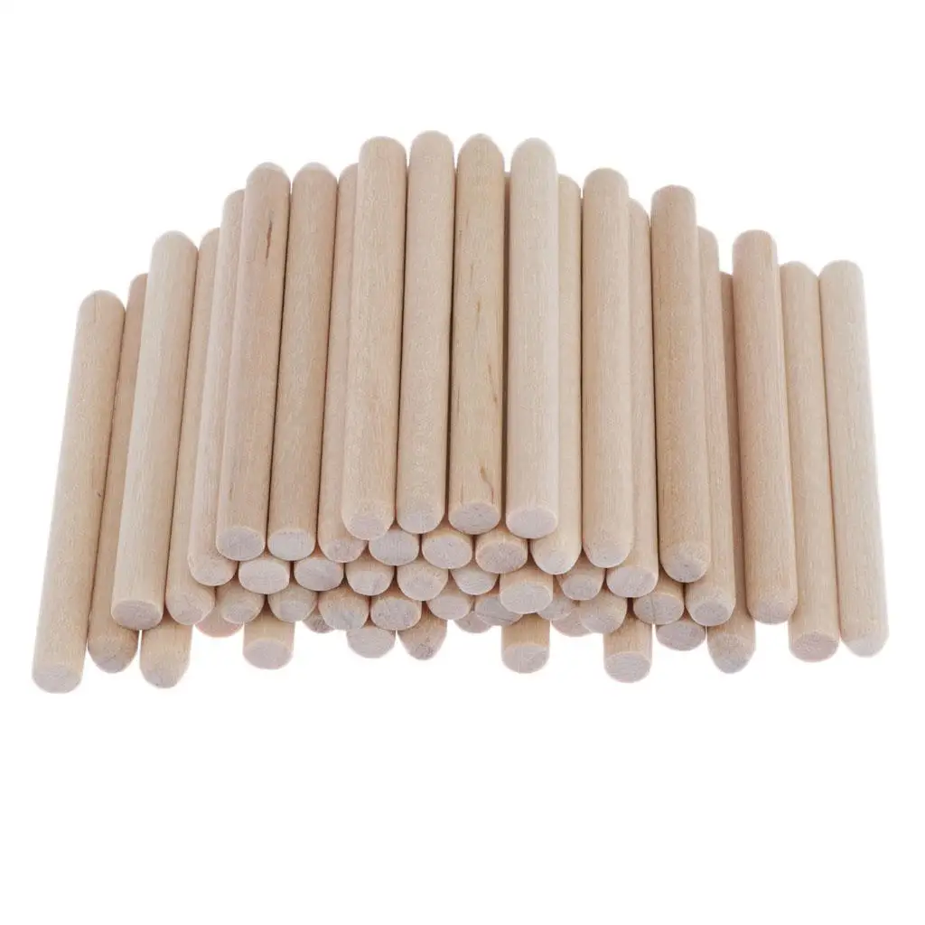 Wooden Dowel Rods, Pack of 50 Unfinished Hardwood Craft Dowel Sticks, Making Sticks, for Crafts and DIY, 55mm Length