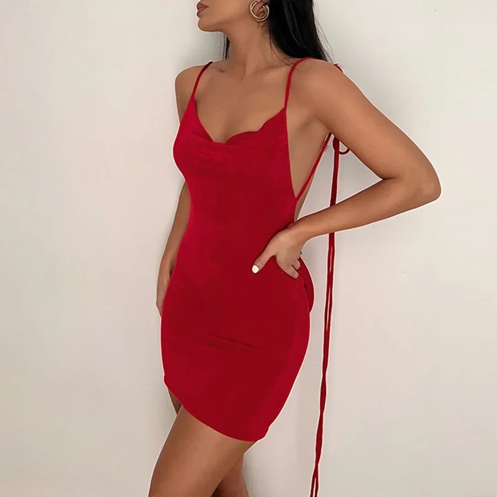 ミアミューズ レディース ワンピース オールシーズン デイリー ベーシック 無地 レースアップ ノースリーブ Vネック ミニ キャミ カジュアル ワンピース