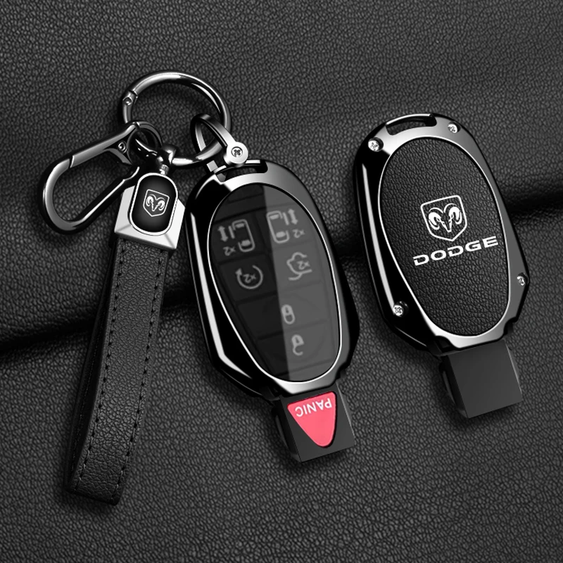 Capa de couro para chave remota de carro, capa para dodge dardo magnum durango caravana viagem challenger carregador chaveiro acessórios