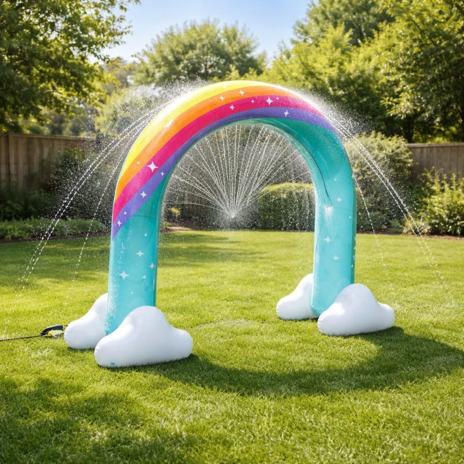 Rainbow Sprinkler Arch Portable Inflatable Arch Sprinkler Outdoor Water Play Long-Lasting PVC Safe Edges for Lawn