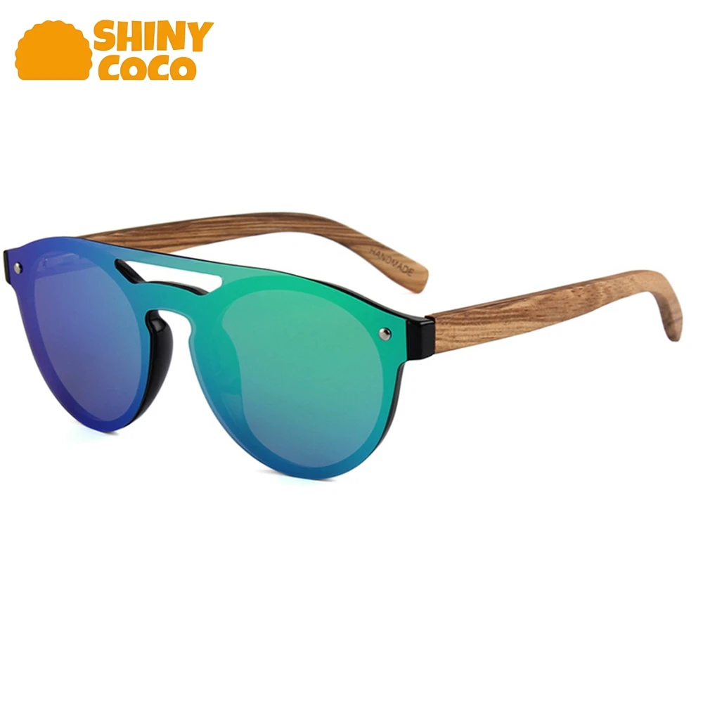 

ShinyCoCo Luxury Brand Cross Border Borderless One Piece Mirror Double Beam Wooden Leg Polarized Sunglasses Uv Protection