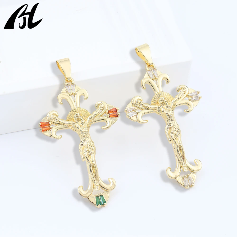 Gold Crucifix Pendant with Detailed Jesus Sculpture, Symbolizing Redemption & Faith, Christian Catholic Gift Necklace