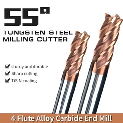 Hrc55Milling Cutter Alloy Coating Tungsten Steel Tool Cnc Maching 4 Flute Endmill Top Milling Cutter Kit Milling Machine Tools