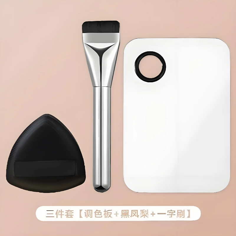 Make-up gereedschapset Combinatie Platte kop Foundation Brush Foundation Cosmetisch Puff en Make-uppalet Gemakkelijk te gebruiken voor beginners