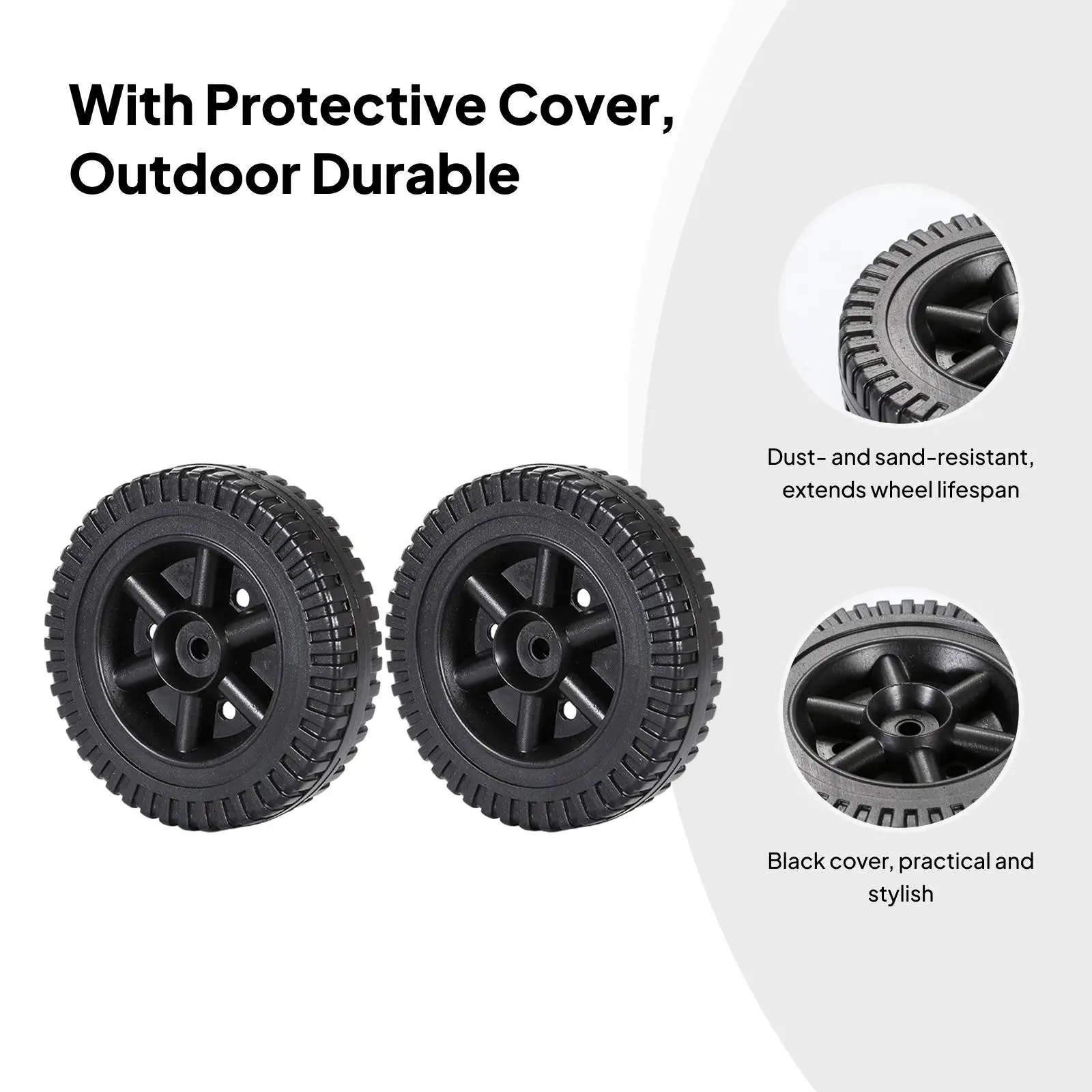 2Pcs BBQ Grill Wheel Hole Diameter 0.8-1cm Hand Truck Tires Accessory