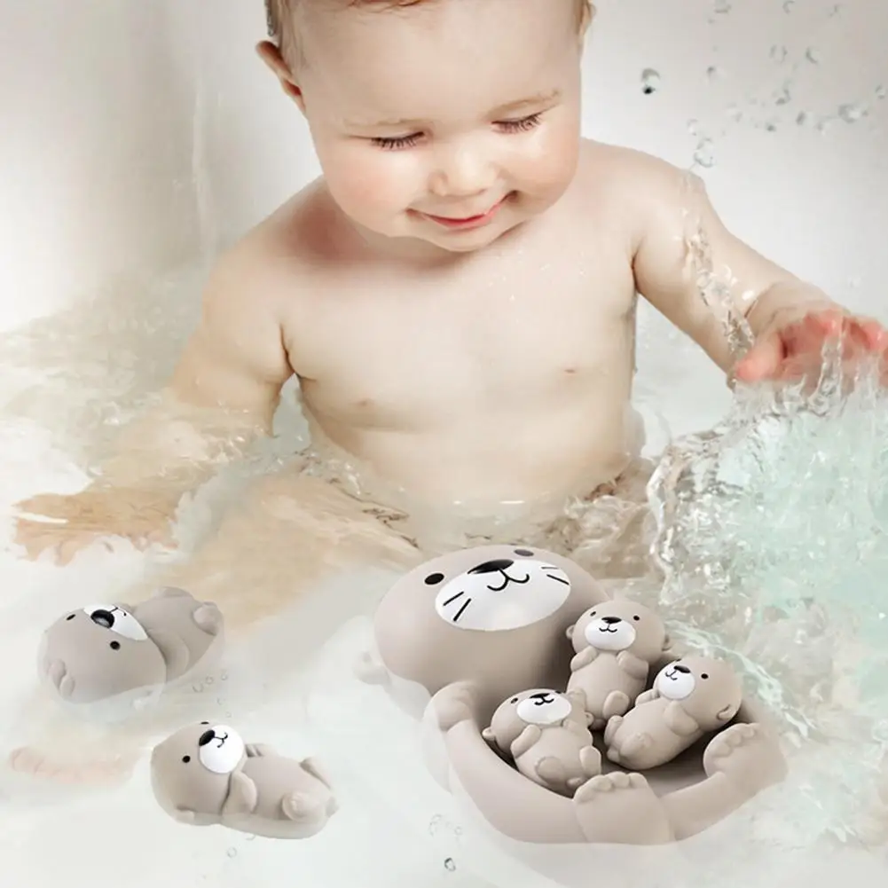 Otter Bath Toy Set Otter Shaped Floating Bath Toys for Kids Educational Toddler Bath Toys Safe Non-porous Design Infant Babies