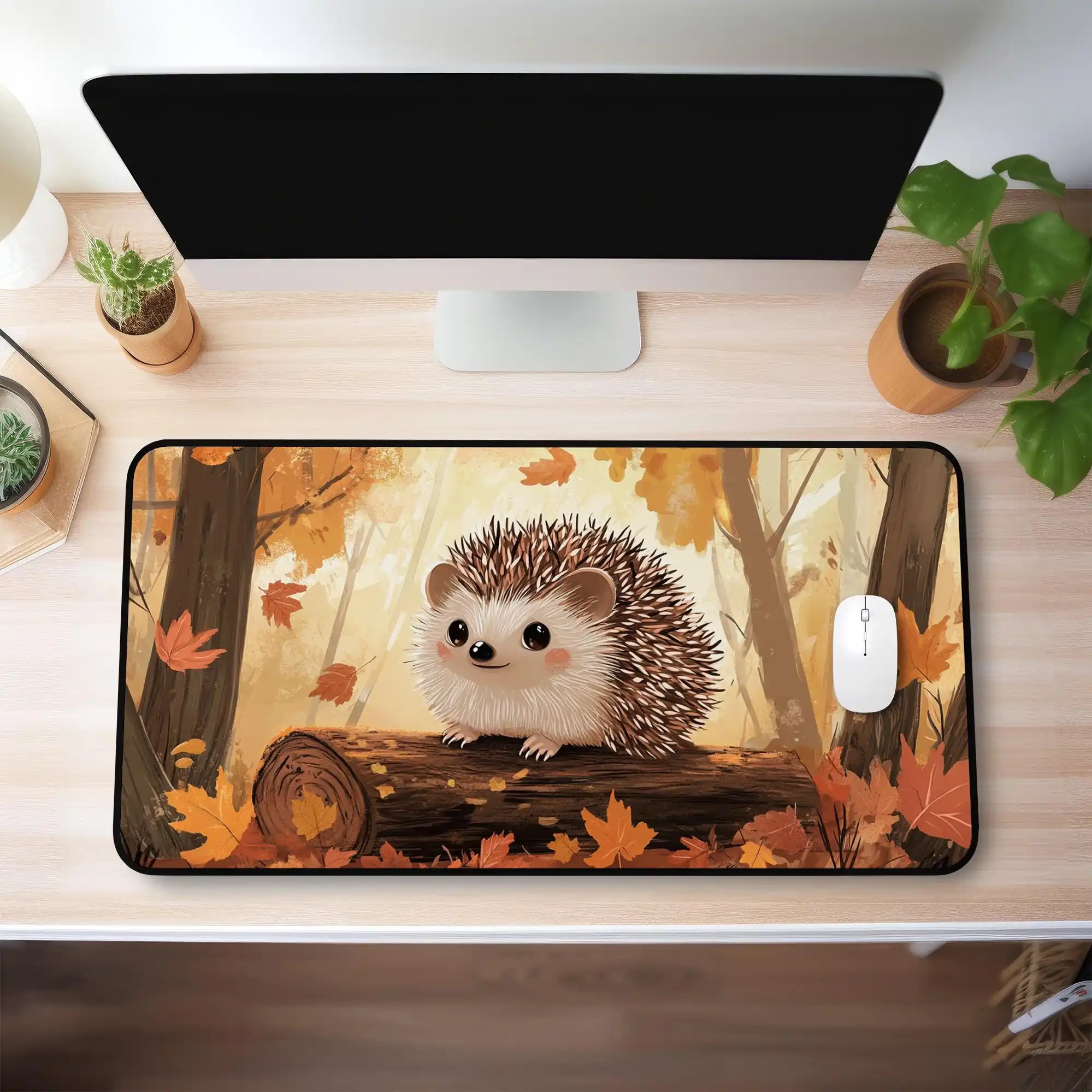 Alas Meja Landak Musim Gugur, Alas Mouse Gaming Anti Selip dan Tahan Air, Alas Dekorasi Kantor Minimalis, Menjadi Hadiah Sempurna untuk Teman.