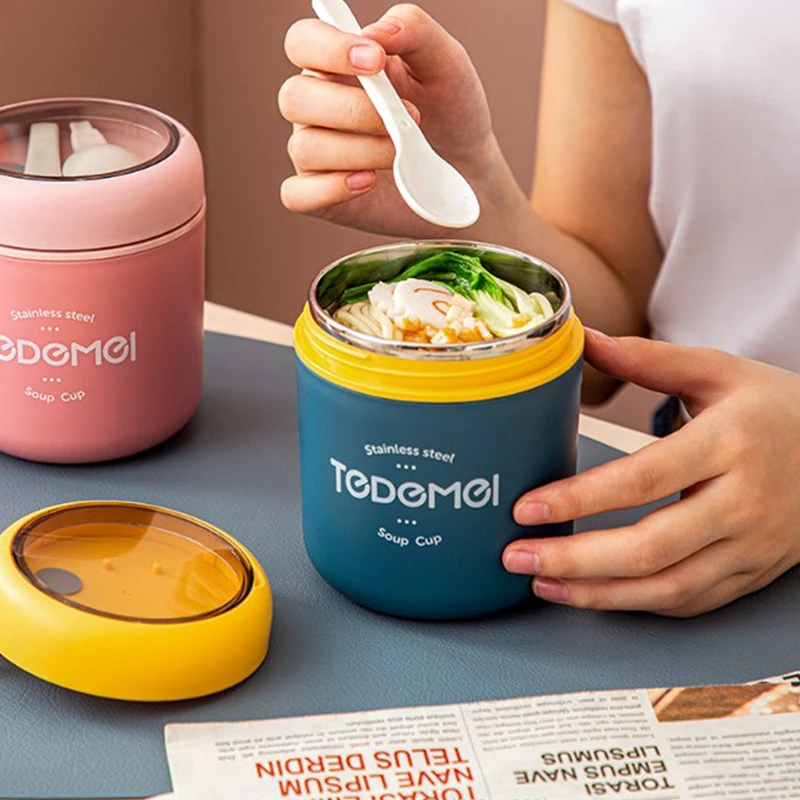 Tazza da minestra in acciaio inossidabile da 510ml scatola da pranzo termica tazza sottovuoto contenitore per alimenti Bento Box isolato con cucchiaio per bambini