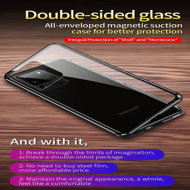 Double Sided Magnetic Metal Glass Cover Case For Samsung Galaxy A15 S24 S23 S22 Note20Ultra A23 A24 S20FE A14 A53 A13 S23FE Case