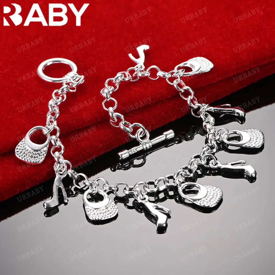 URBABY 925 فضة تصميم سوار للنساء الرجال الأزياء والمجوهرات سحر نعمة نوبل اكسسوارات الزفاف