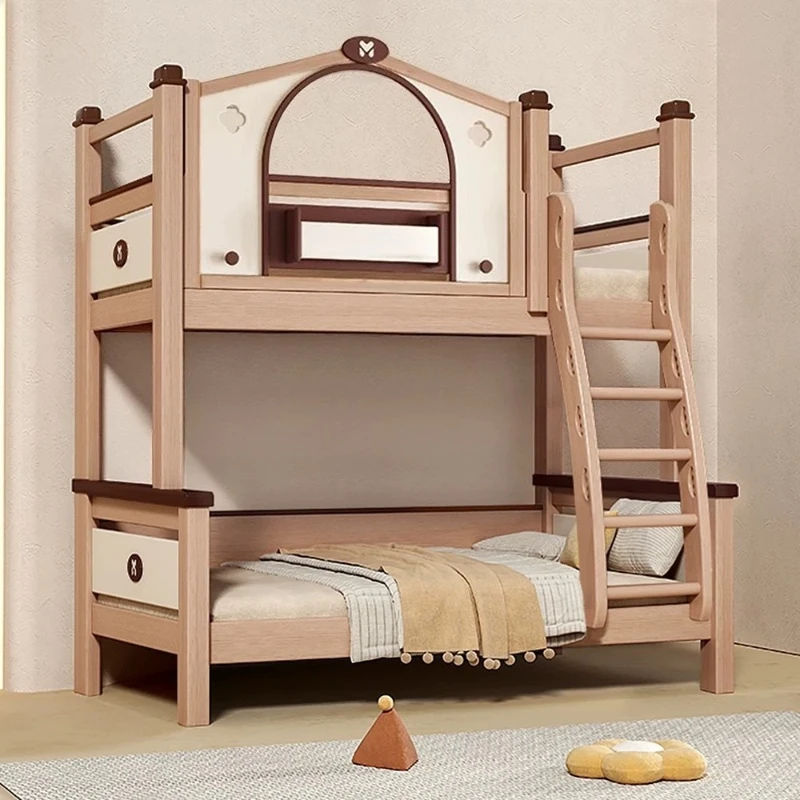All solid wood pure solid wood bunk bed high and low bed mother and child bed high guardrail
