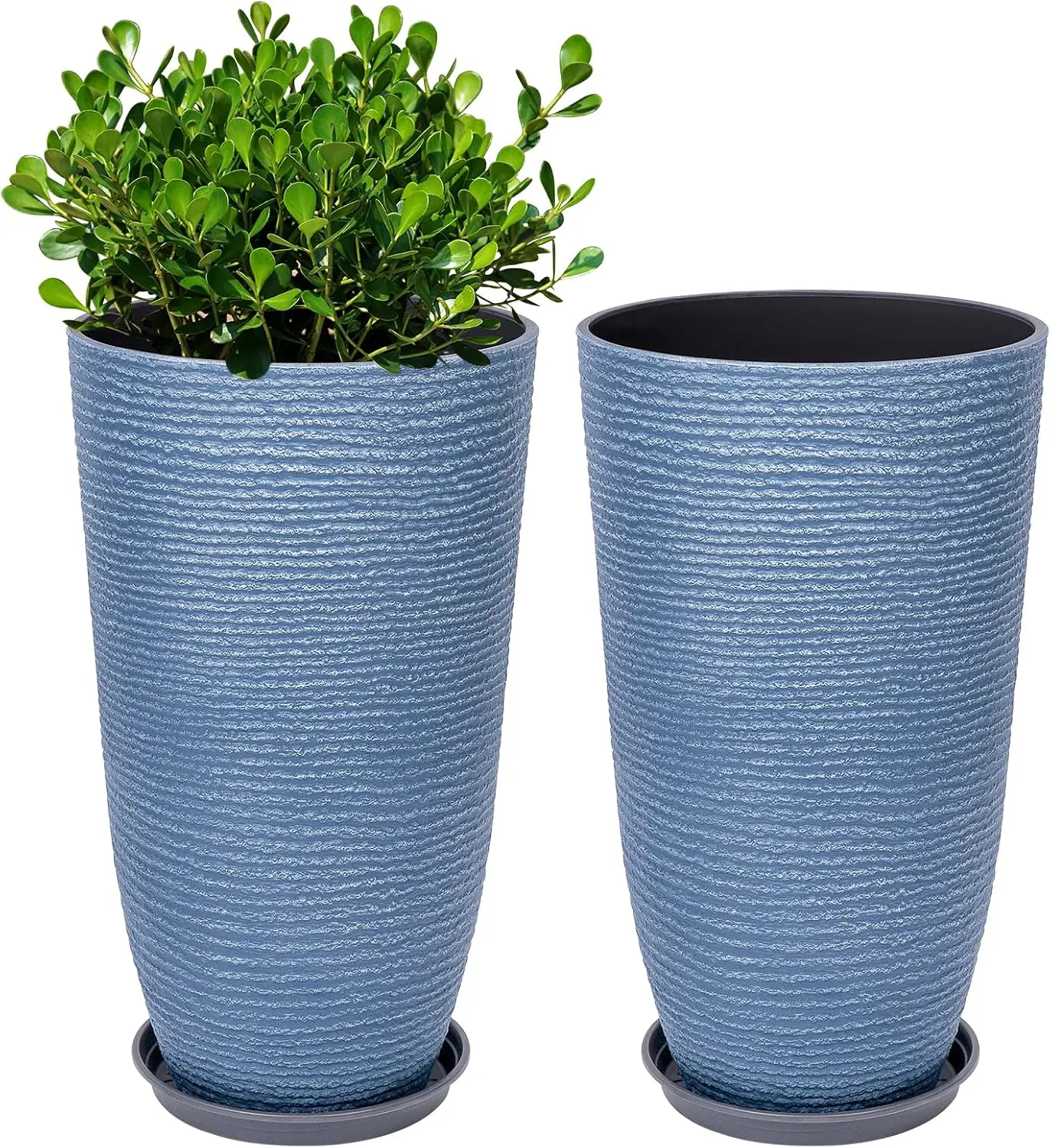 QCQHDU Set of 2 9 Gallon Tall Large planters for Outdoor/Indoor Plants of 12