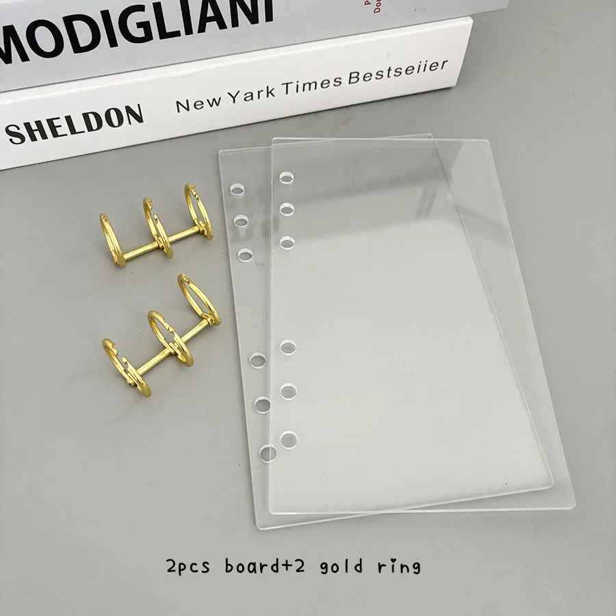 A6 Ringbuch mit Acryl-Einband, 2 Stück PMMA-Platten mit Metallring, DIY Junk Journal Notizbuch-Set, 45 Blatt Nachfüllpapiere, Stati – Detail 16