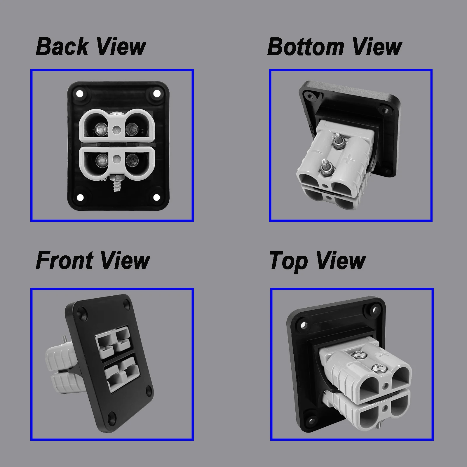 Dual Anderson Plug Flush Mount Panel SB50 konektor daya 6AWG untuk kereta Golf forklift Caravans Kit alat pengisi daya