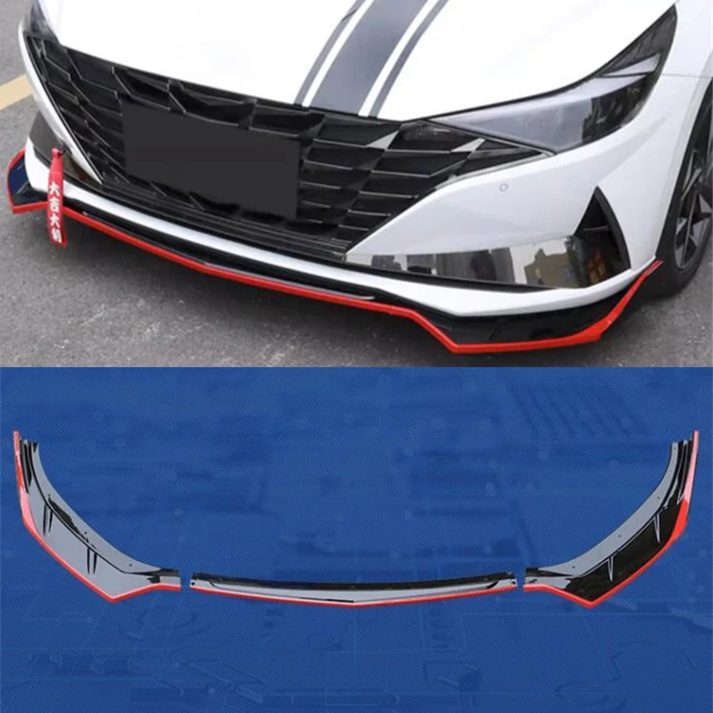 For 3PCS ABS Front Bumper Lip Diffuser Splitter NEW Hyundai Elantra CN7 Anti-Collision Accessories Refit Body Kit 2020 2021 2022