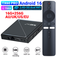 Android 16 Smart TV Box Allwinner H313 Quad Core 2.4G&5G Dual WiFi6 Media Player Set Top Box Digital Voice Remote 14K 16G 256G