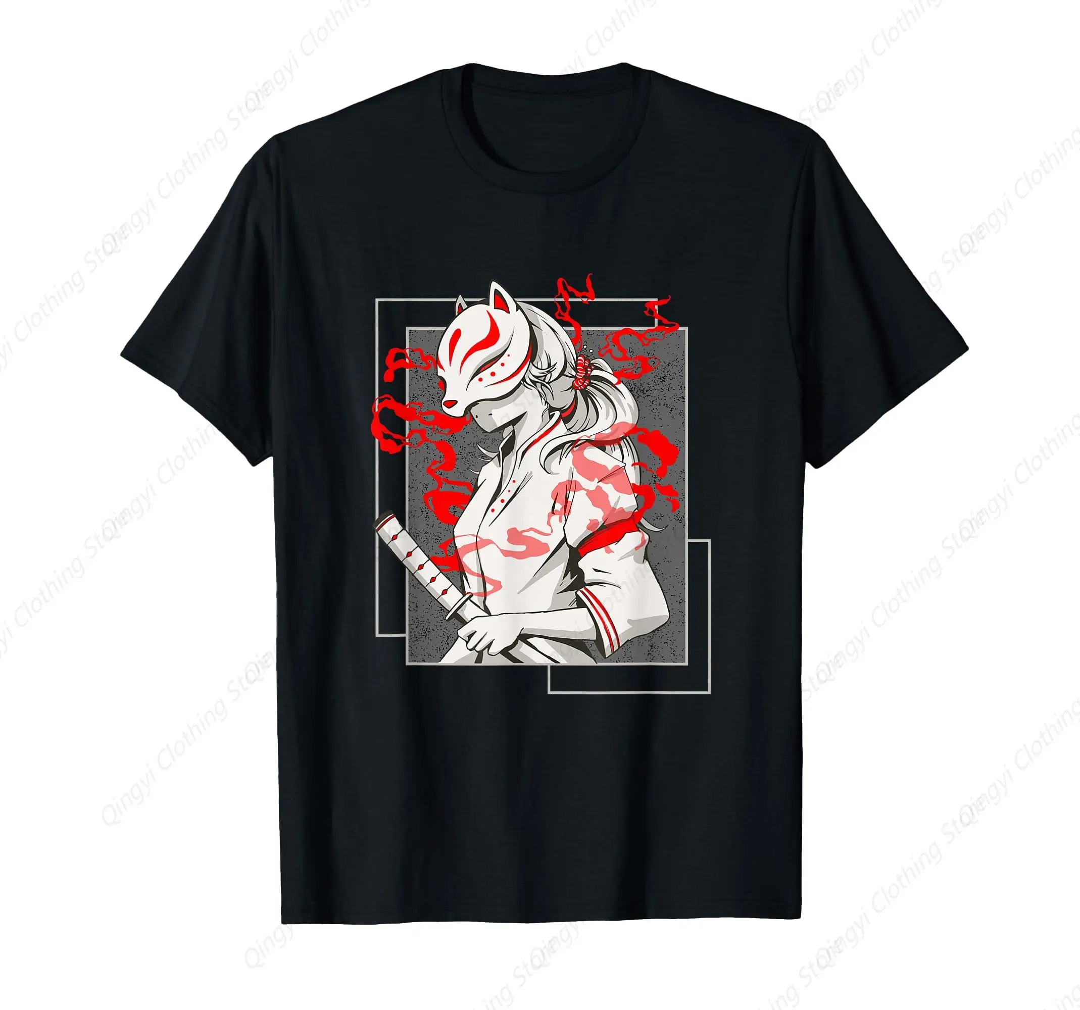 Monster Kitsune Fox Anime Girl Harajuku Yokai Aesthetic T-Shirt