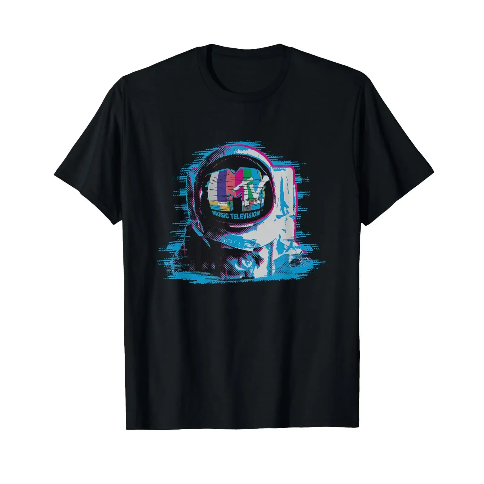 MTV Astronaut Glitch Vintage Music Television T Shirt vintage Washed Stretched homme Comfortable Soft graphic