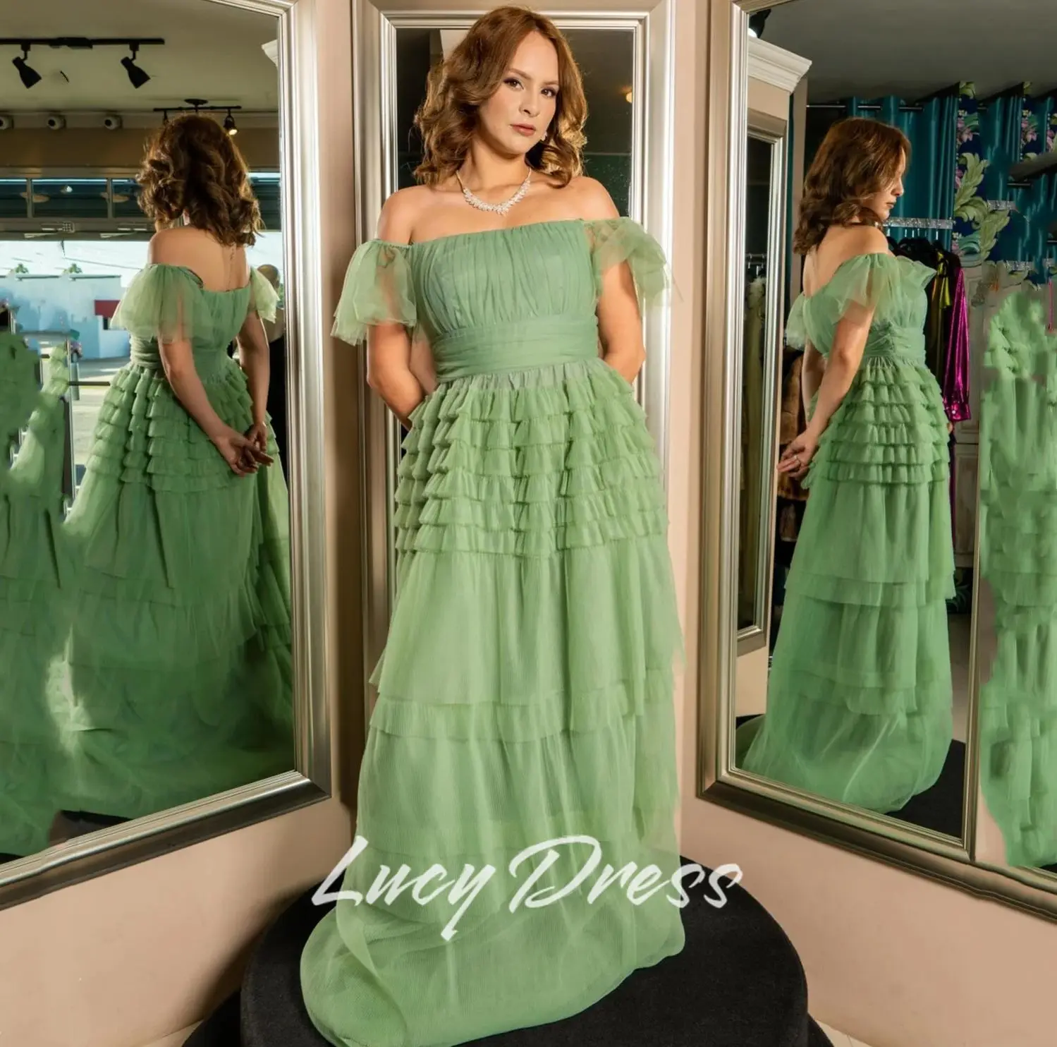 Lucy Aangepaste Afstudeerjurk Damesjurken voor speciale gelegenheden Groene baljurken Bruiloftsjurk Sharon Happy Dresses