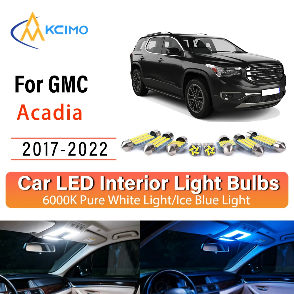 

LED Interior Light Bulb Set For GMC Acadia 2017-2022 Easy Install Bright White/Blue Dome Map Door Courtesy Brights